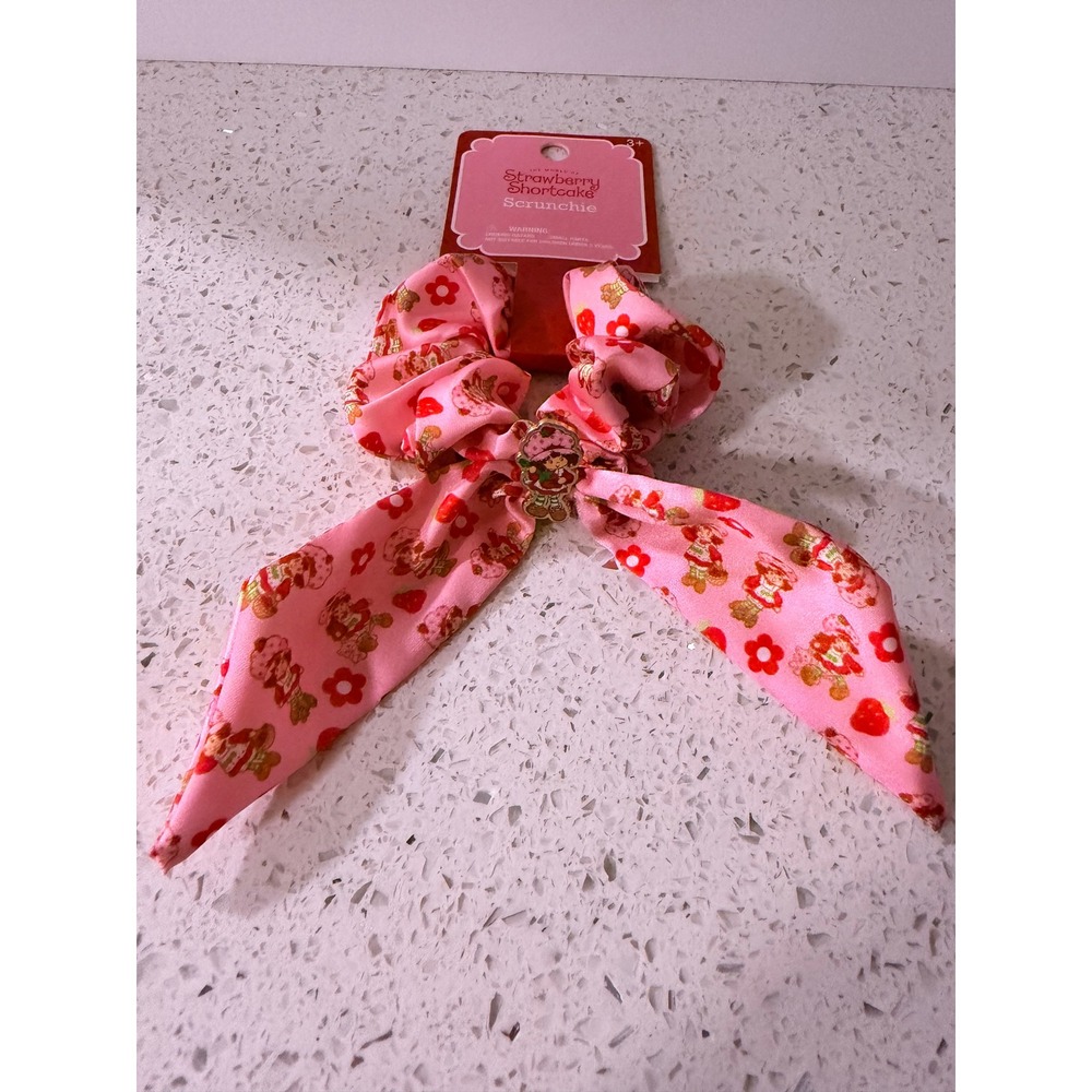 Strawberry Shortcake Pink Bow Scrunchie Hair Tie WildBrain‎ Character Charm NWT